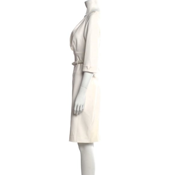 Sz 10 Black Halo CLASSIC 3/4 SLEEVE JACKIE O SHEATH DRESS Ivory White - Picture 8 of 11